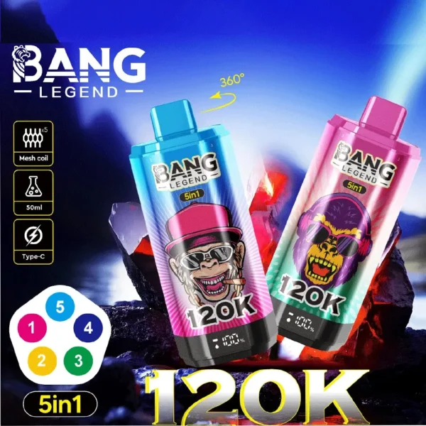 Bang Legend 120K Puffs – 5 az 1-ben Vaping, 120,000 Puff és Több Íz