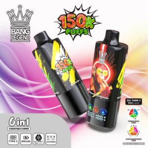 Bang Legend 150K Puffs – Banana Ice, Strawberry, Citric Acid Orange ízekkel, 6 az 1-ben eldobható vape
