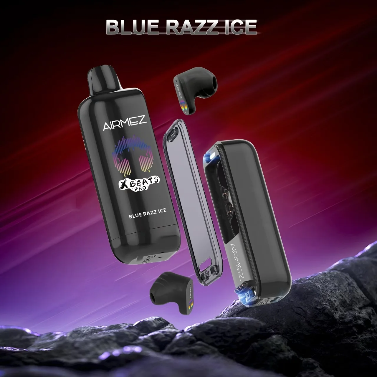 airmez-xbeats-pro-50000-puffs-x-beats-disposable-vape-Blue-razz-ice Airmez Xbeat PRO 50000 Puffs – Hosszú Élettartamú Eldobható Vape | 50K Puff | Hi-Fi Fülhallgató | Dual Mesh - Image 1