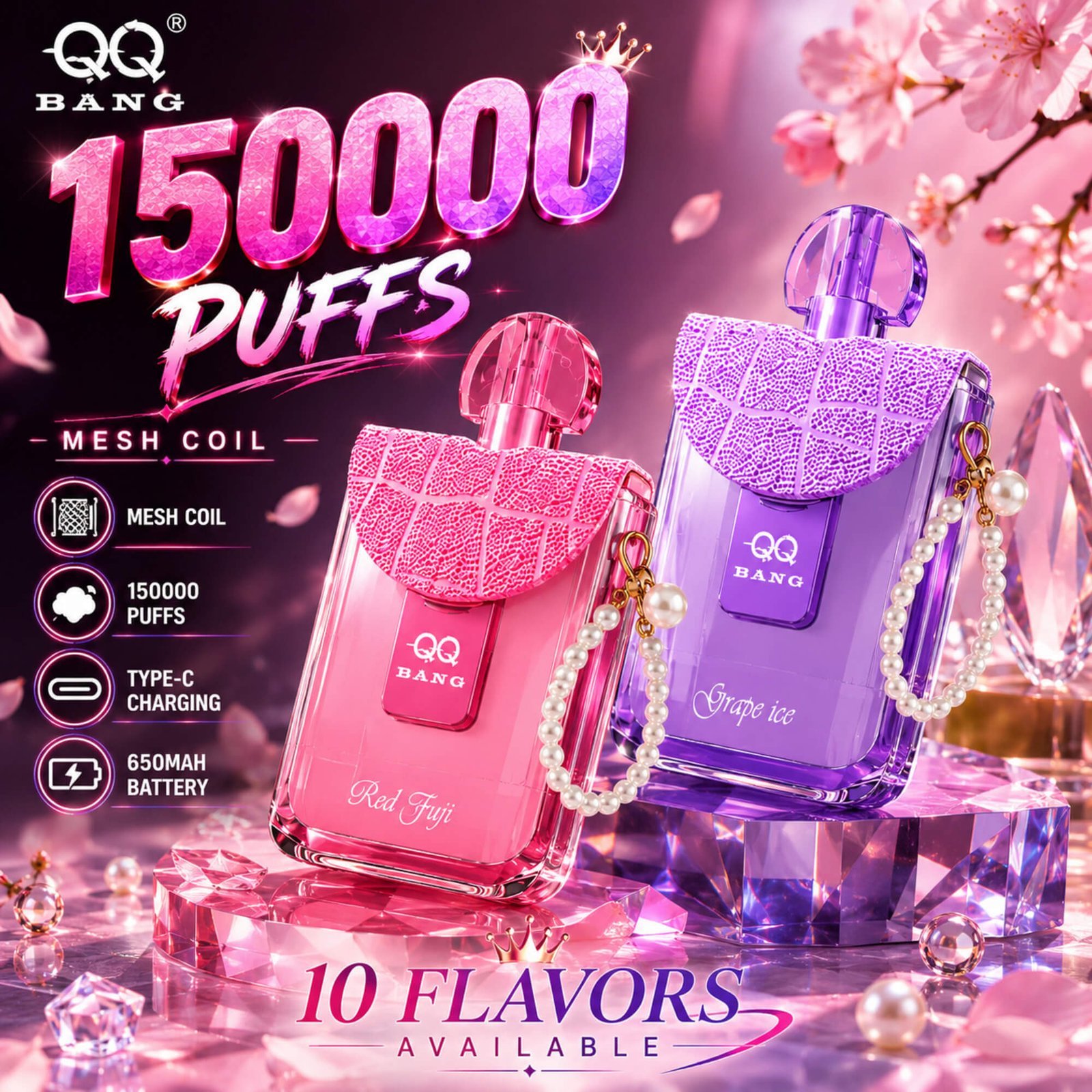 QQ-Bang-150k-Product-main-image.jpg QQ BANG 150K Puff – 150 000 Puff, Dual Mesh, USB Type-C Újratölthető Eldobható Vape - Image 1